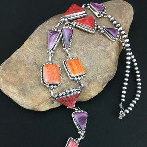 Native American Navajo Oyster Lariat Necklace